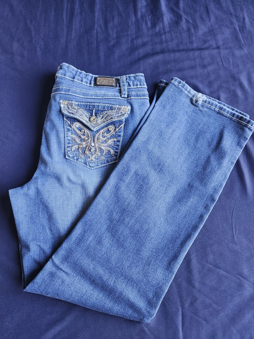 Earl Jeans Blue Boot Cut Jeans with Embellished Back Pocket